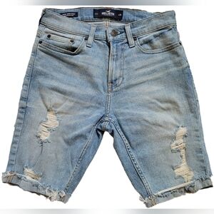 Hollister Distressed Cuffed Skinny Bermuda Denim Shorts - 26 - EUC